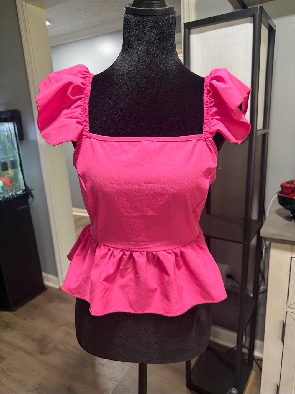 Pink open back blouse